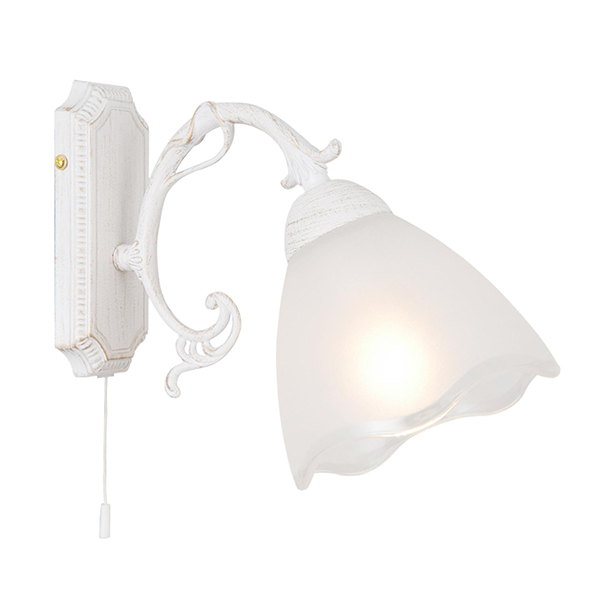 Бра Citilux Латур CL413410, арматура белая / золото, плафон стекло белое, 14х27 см