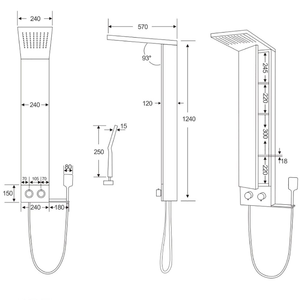 Душевая панель CeruttiSPA Ticino CT9662, цвет серебро - фото 1