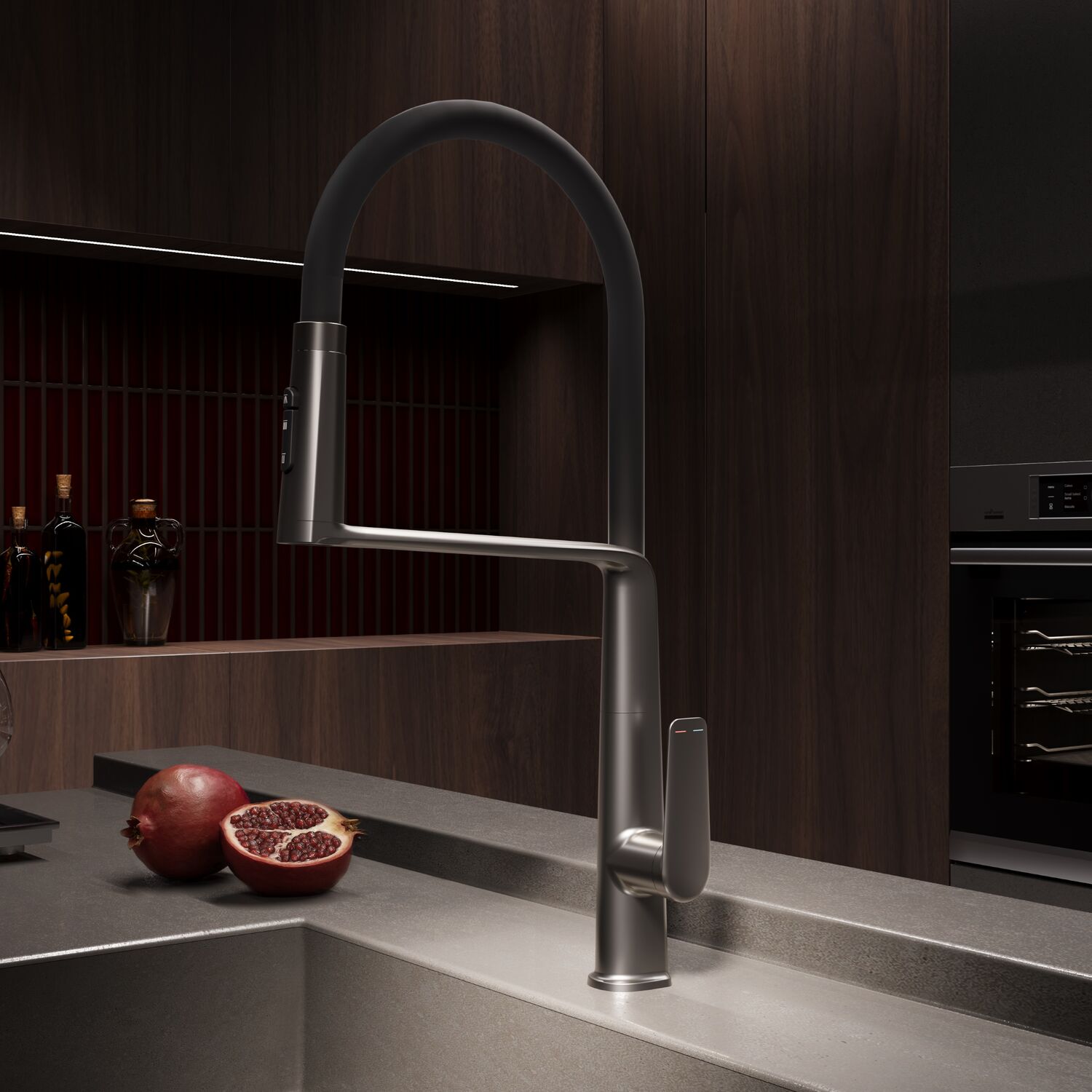 Смеситель Vincea VKF-118GM для кухни, цвет вороненая сталь - фото 1