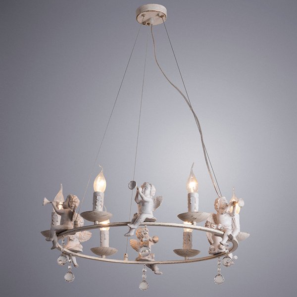 Подвесная люстра Arte Lamp Amur A1133SP-6WG, арматура белая / золото, 63х63 см - фото 1
