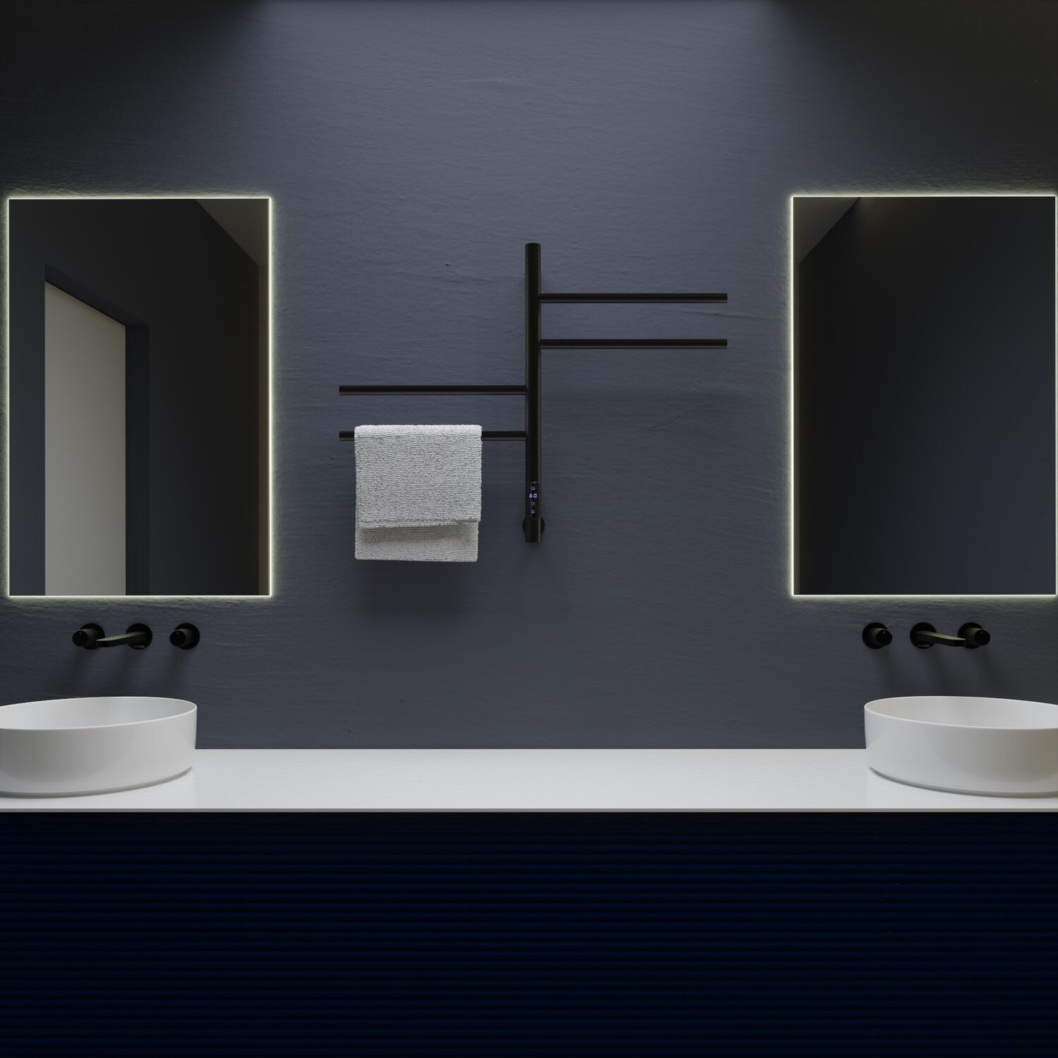 Полотенцесушитель Vincea VTD-1S1CBE 43x60 электрический, цвет черный матовый - фото 1