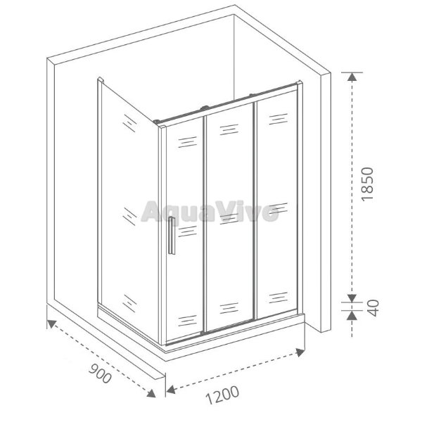 Душевой уголок Good Door Orion WTW+SP-G-CH 120x90, стекло грейп, профиль хром - фото 1