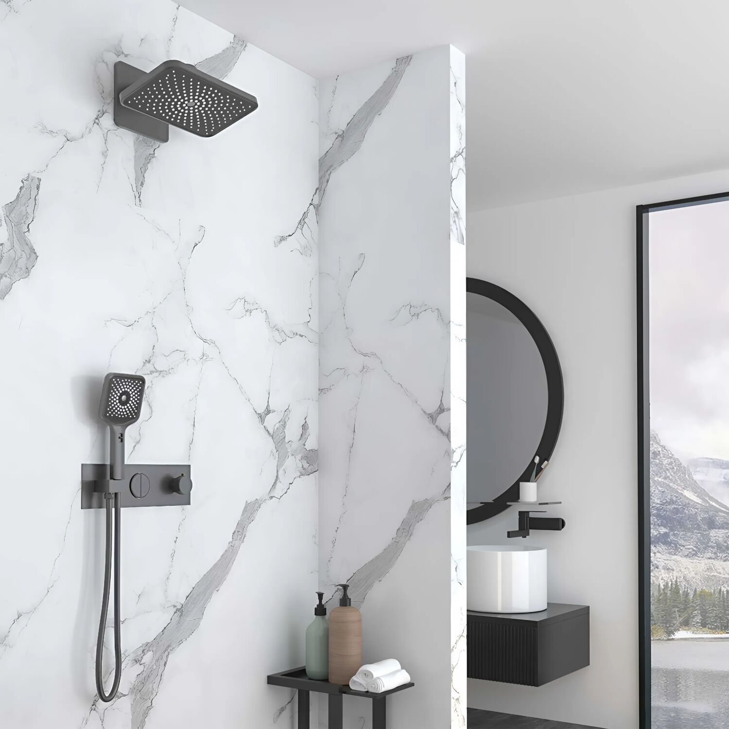 Душевой комплект Vincea VSFW-422TI4GM, встраиваемый, цвет вороненая сталь - фото 1