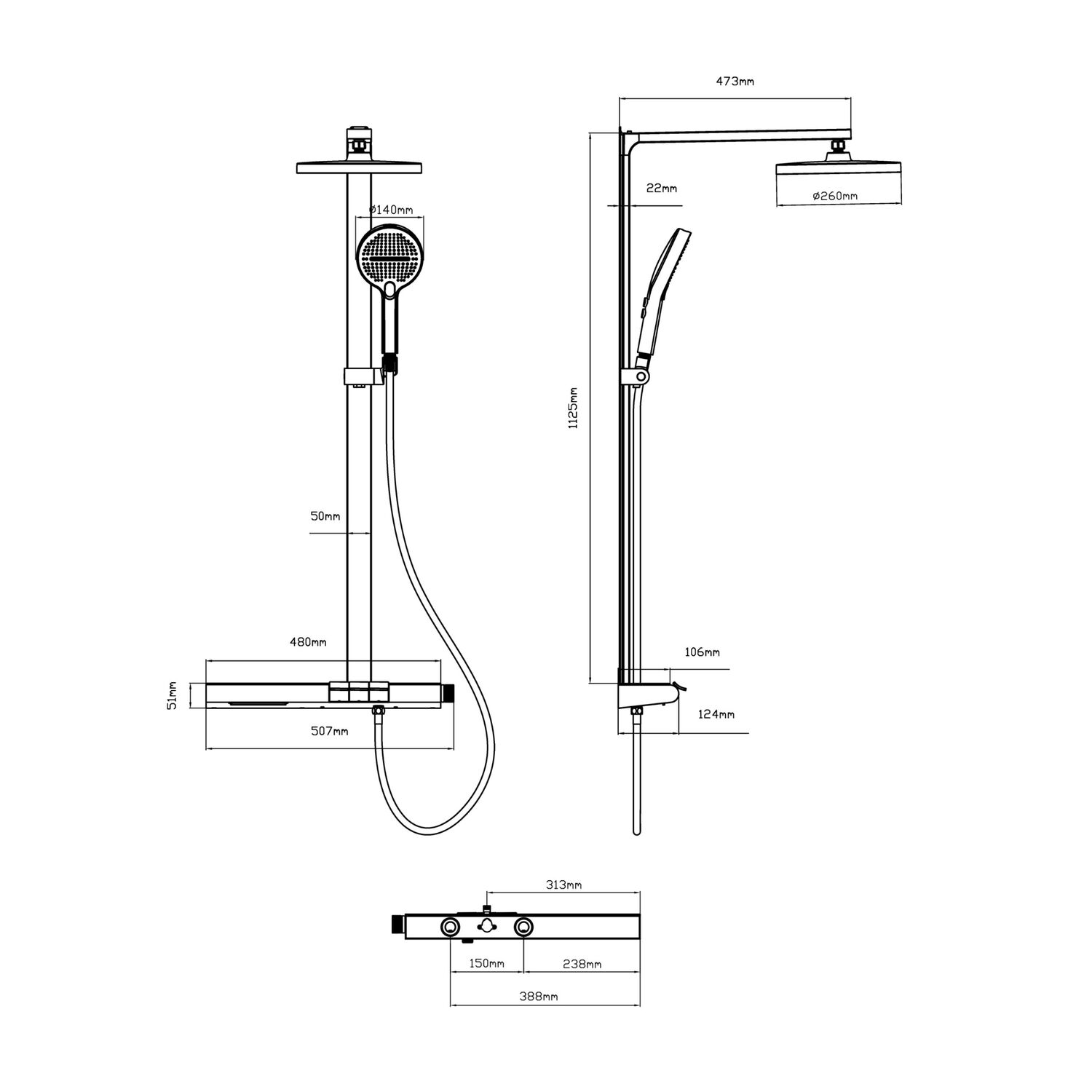 Душевая стойка Vincea Arco VSFS-4AR1BG, с верхним душем, смесителем, цвет брашированное золото - фото 1