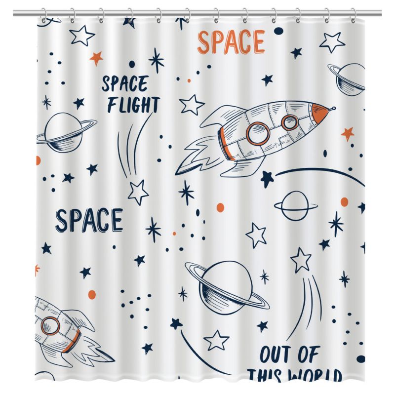 Штора для ванной Fixsen Design Space FX-2508, 180x200, цвет белый с рисунком