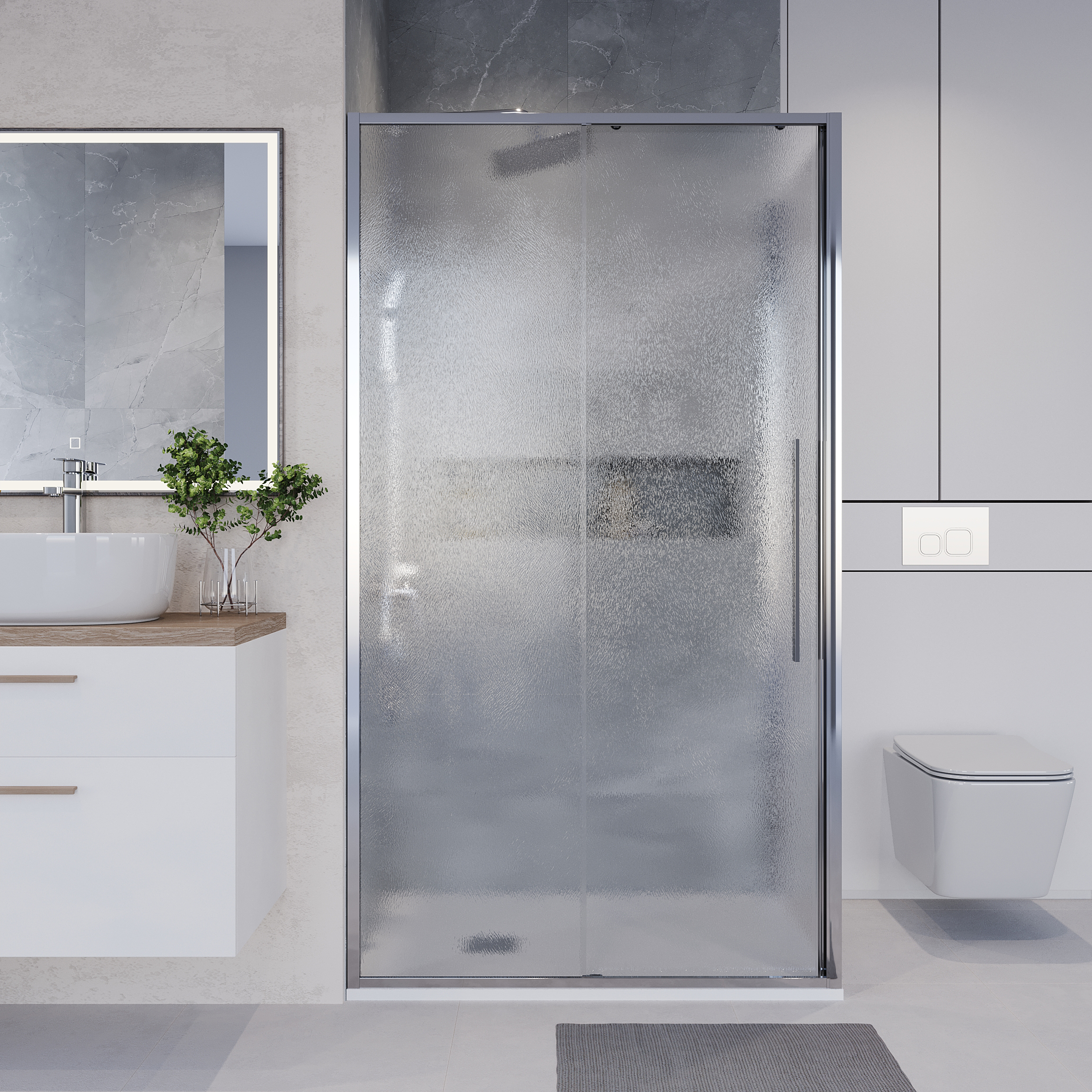Душевой уголок Niagara Nova NG-65-13CH-CH90-34 130x90, левый, стекло шиншилла, профиль хром - фото 1
