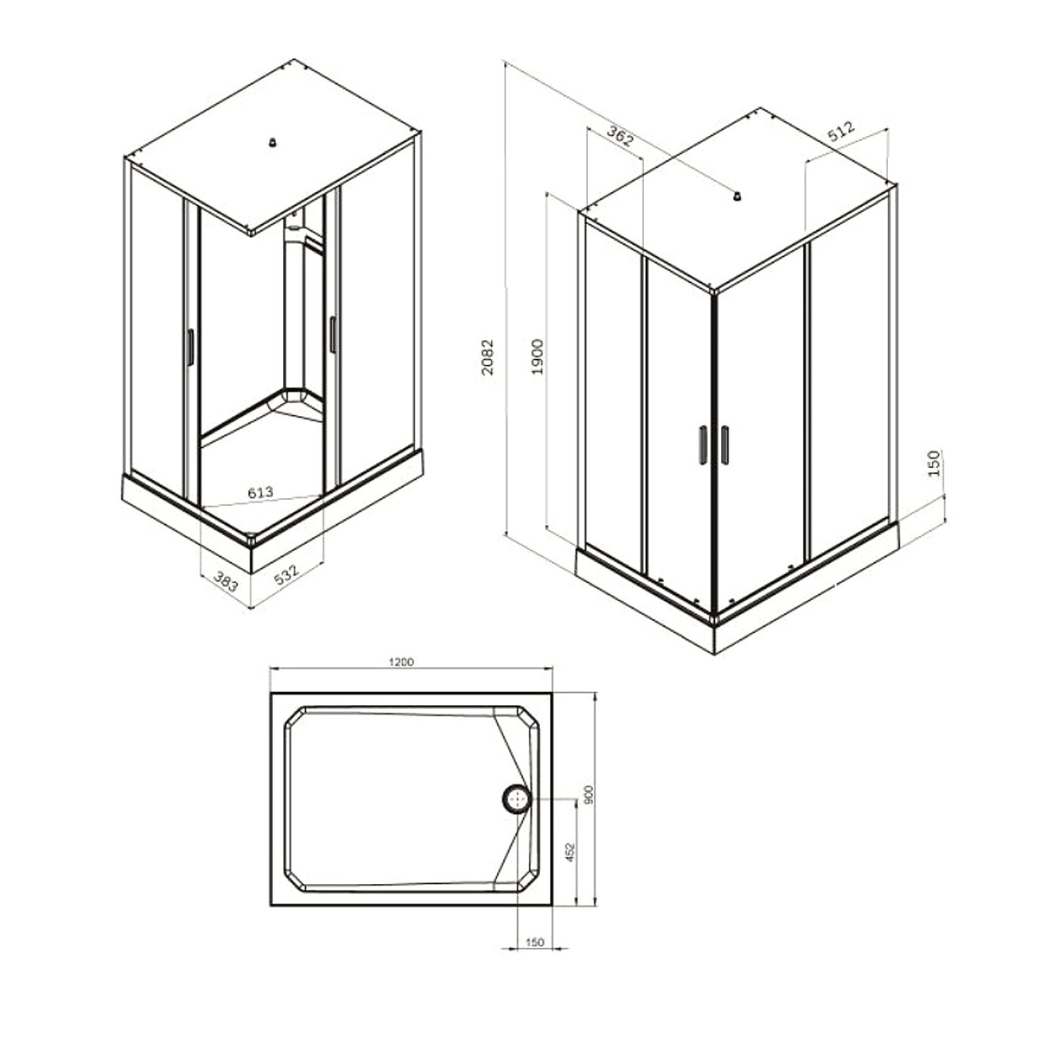 Душевая кабина AM.PM Gem W90C-404-12090MT 120x90, стекло прозрачное, профиль хром матовый