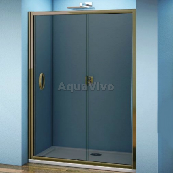 Душевая дверь Good Door Jazze WTW-130-B-BR 130, стекло тонированное, профиль бронза - фото 1