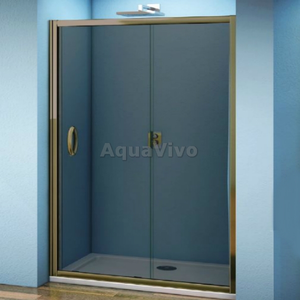 Душевая дверь Good Door Jazze WTW-130-B-BR 130, стекло тонированное, профиль бронза