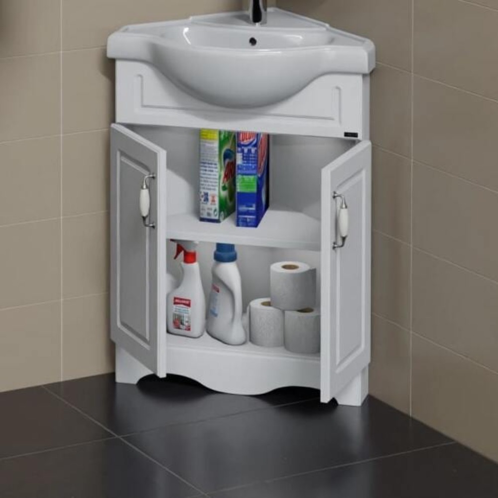 Тумба под раковину Санта Аврора 60 напольная, угловая, цвет белый - фото 1