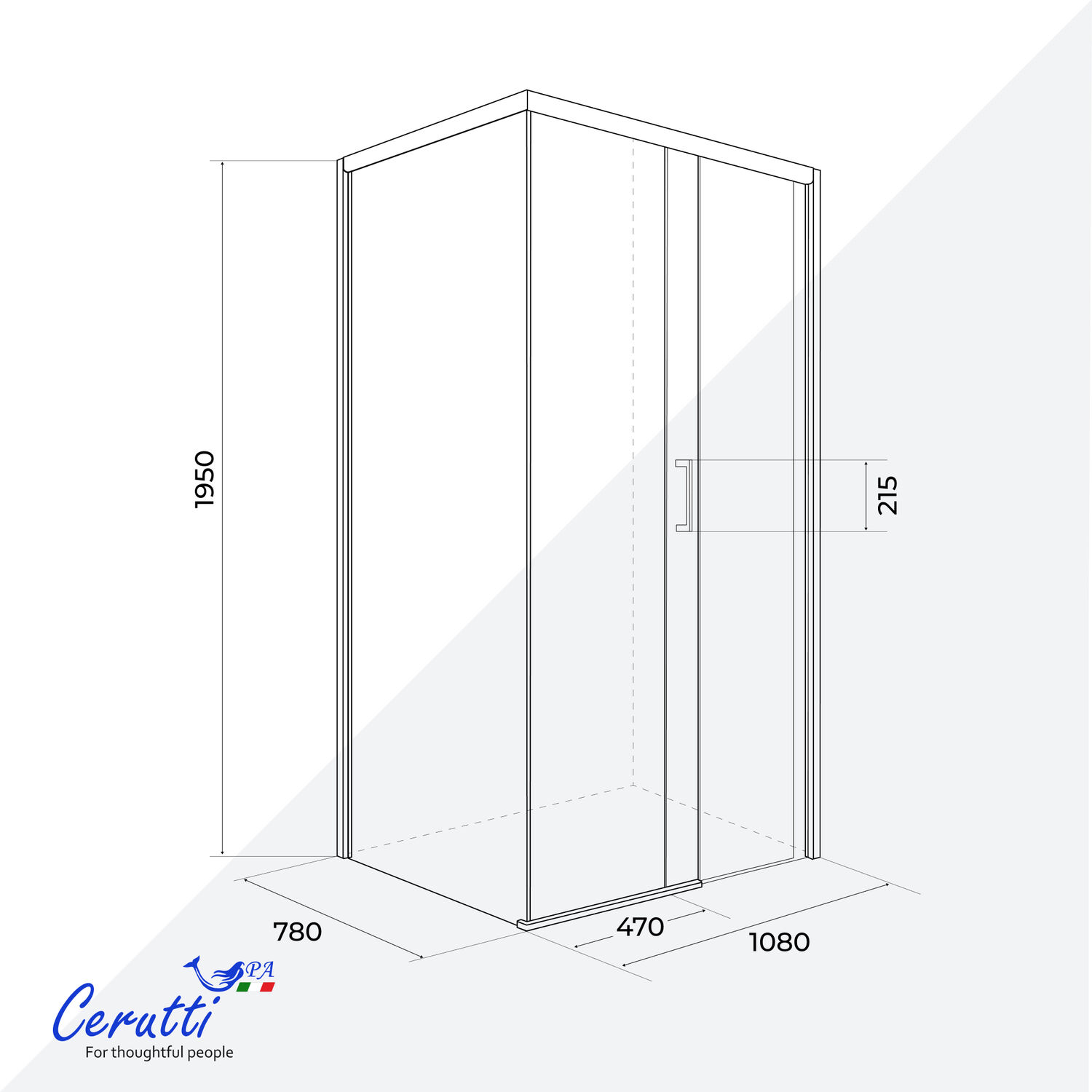 Душевой уголок Ceruttispa Vito 110BF R 108x78, стекло матовое, профиль черный матовый - фото 1