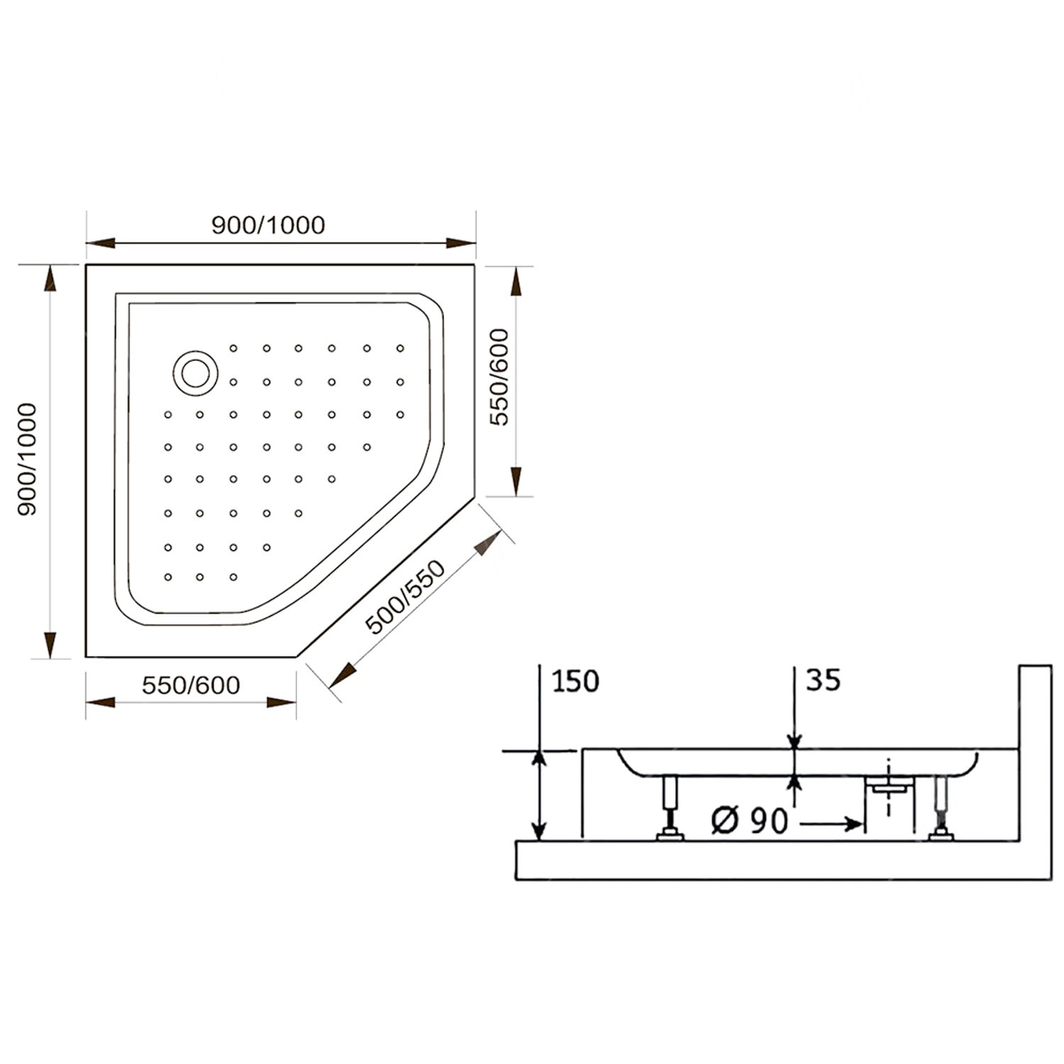 Поддон для душа RGW Acryl LUX/TN-TR 90x90 акриловый, цвет белый