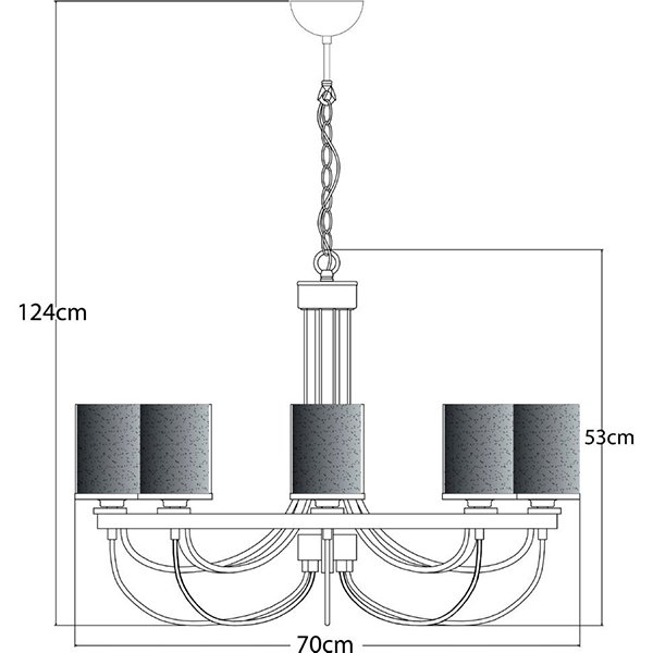 Подвесная люстра Arte Lamp Ombra A2995LM-8CC, арматура хром, плафоны стекло дымчатое, 70х70 см - фото 1