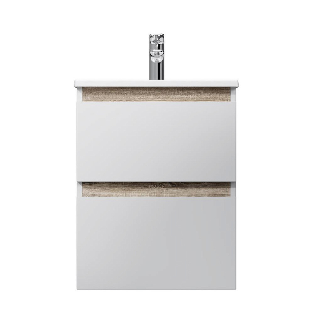 Тумба под раковину AM.PM X-Joy 50 подвесная, цвет белый глянец/дерево
