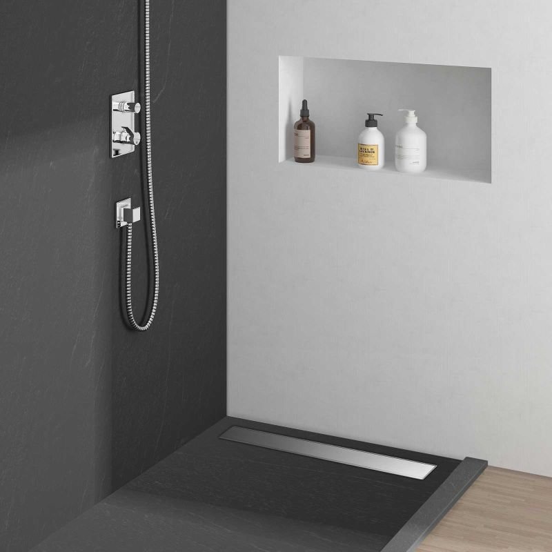 Душевой лоток Vincea Say Optima 601.70.P.DUZ с решеткой 70x7 см, боковой выпуск, цвет хром - фото 1