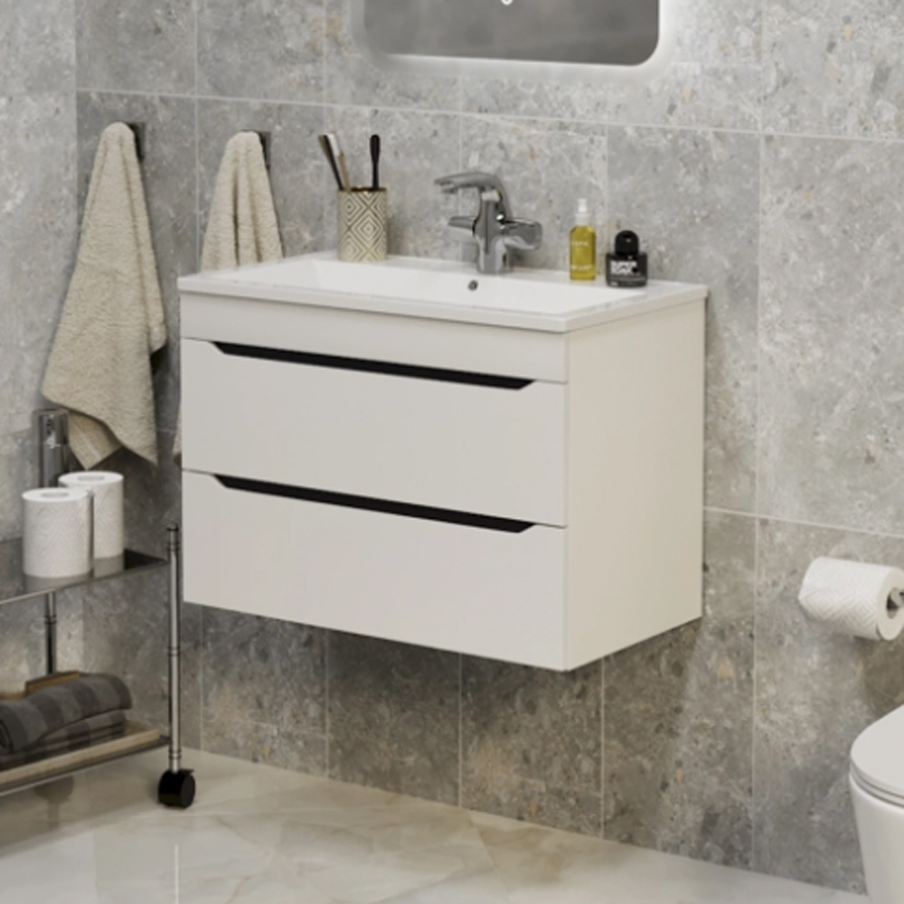 Мебель для ванной Mixline Лайн 70, подвесная, с 2 ящиками, цвет белый - фото 1