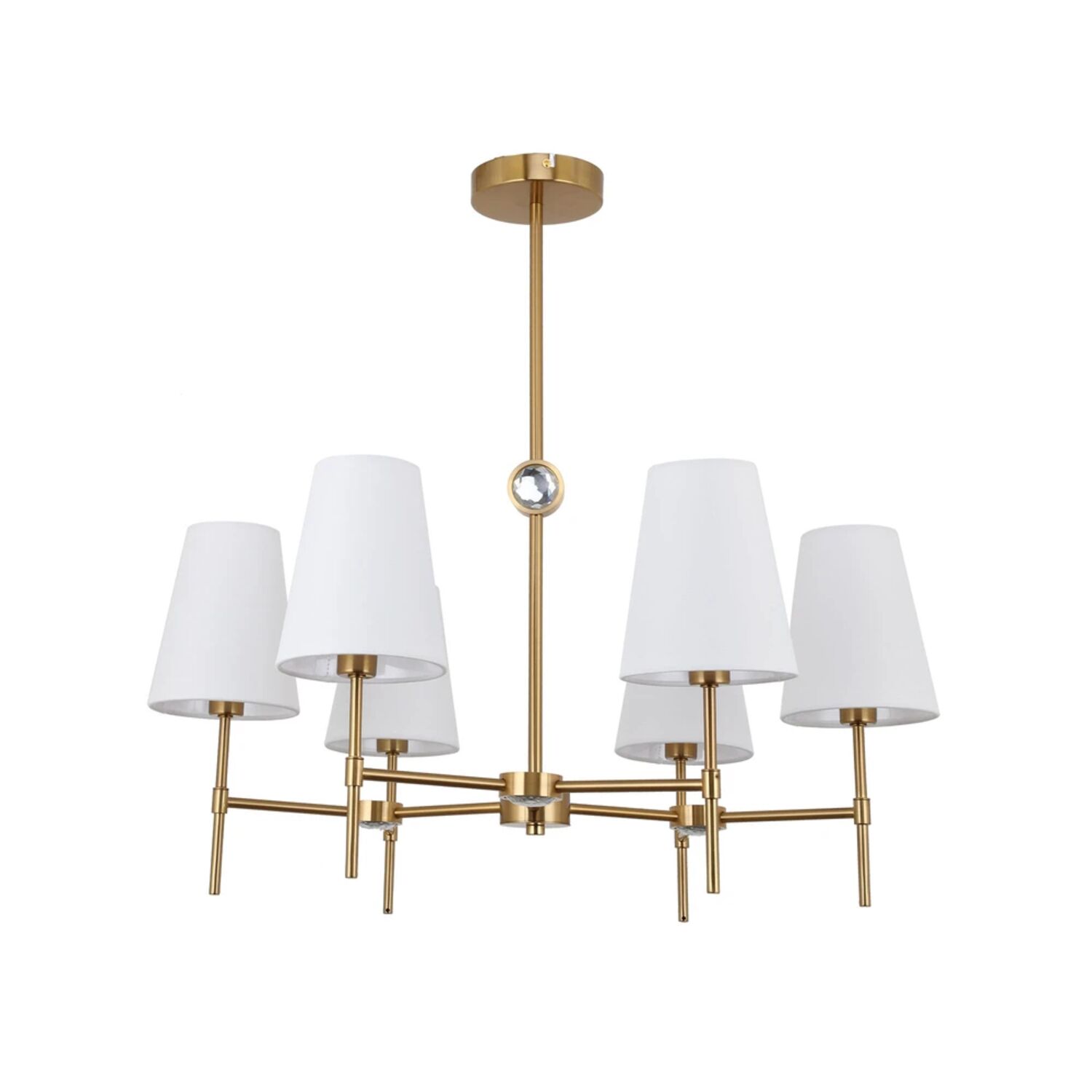 Подвесная люстра Arte Lamp Daniella A4104LM-6PB, арматура полированная медь, плафон ткань белая