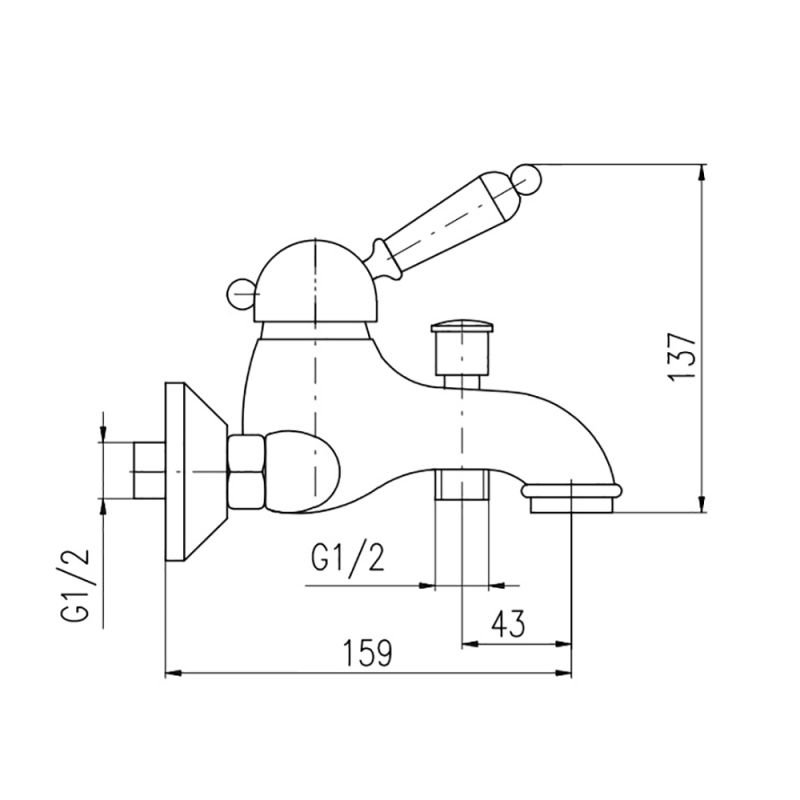 Смеситель Rav Slezak Labe L554.5/2SM для ванны с душем