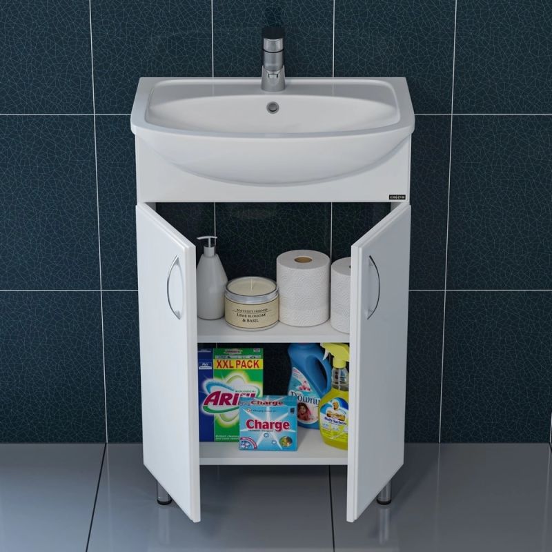 Тумба под раковину Санта Уют 55 напольная, с дверцами, цвет белый - фото 1