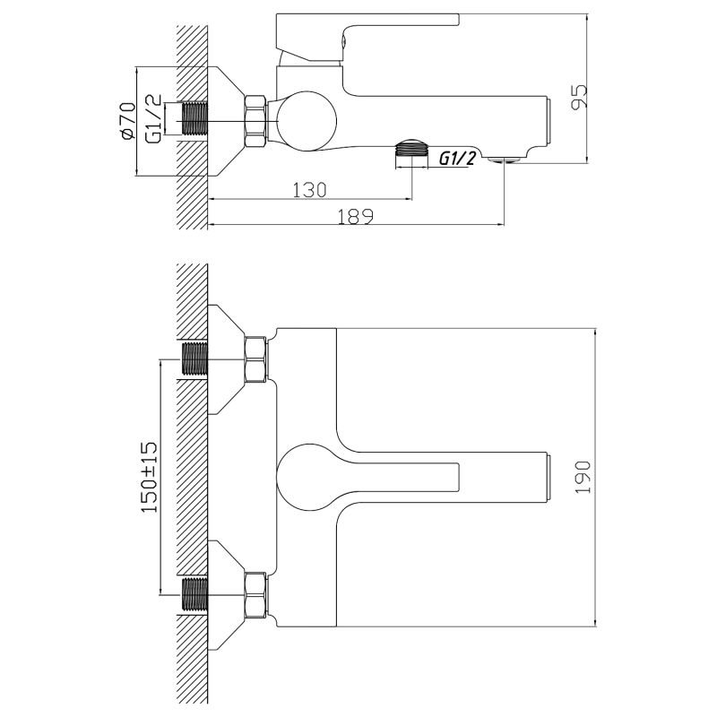 Смеситель Mixline ML22-01 550745 для ванны с душем, цвет хром - фото 1