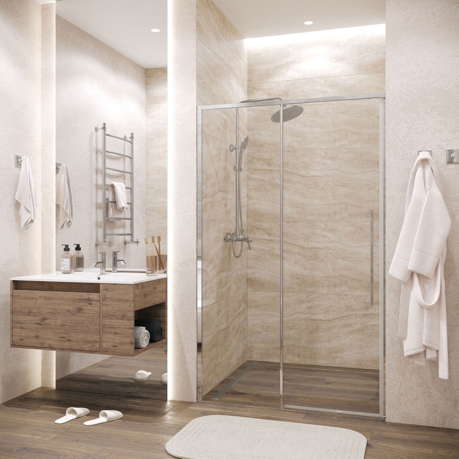 Душевая дверь Grossman Galaxy 100.K33.01.110.10.00 110х195, стекло прозрачное, профиль хром - фото 1