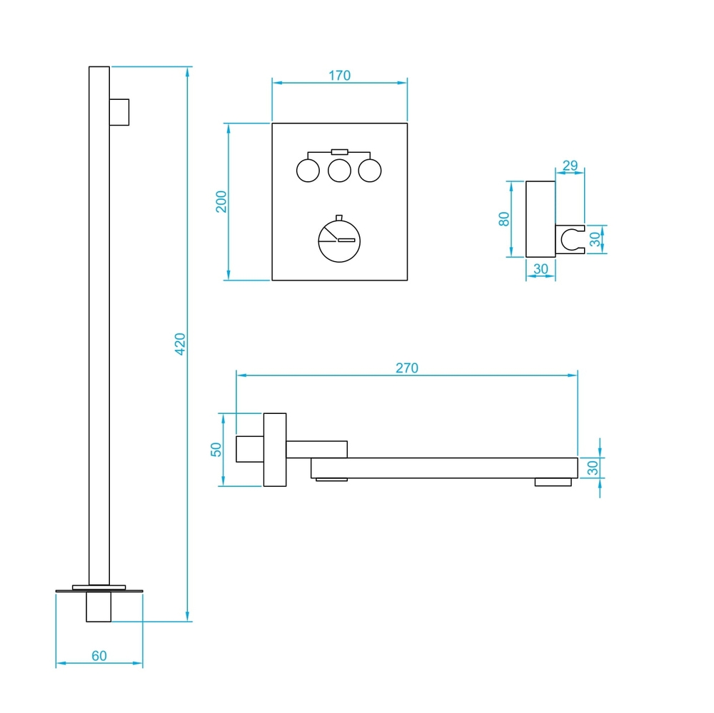 Душевой комплект RGW Shower Panels SP-371 B, встраиваемый, цвет черный