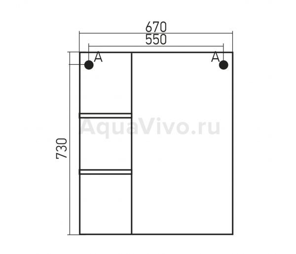 Шкаф-зеркало Mixline Милора 67x73 с полкой, цвет белый - фото 1