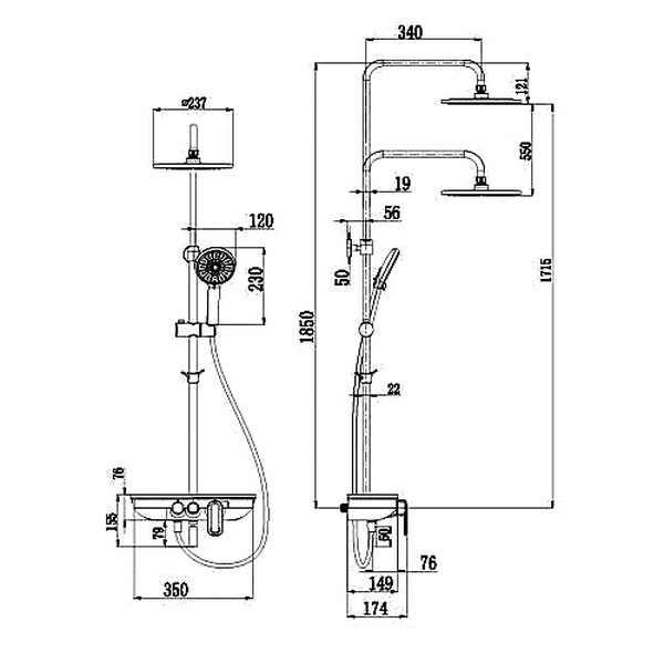 Душевая стойка Lemark Tropic LM7012C, с верхним душем, смесителем, цвет хром - фото 1