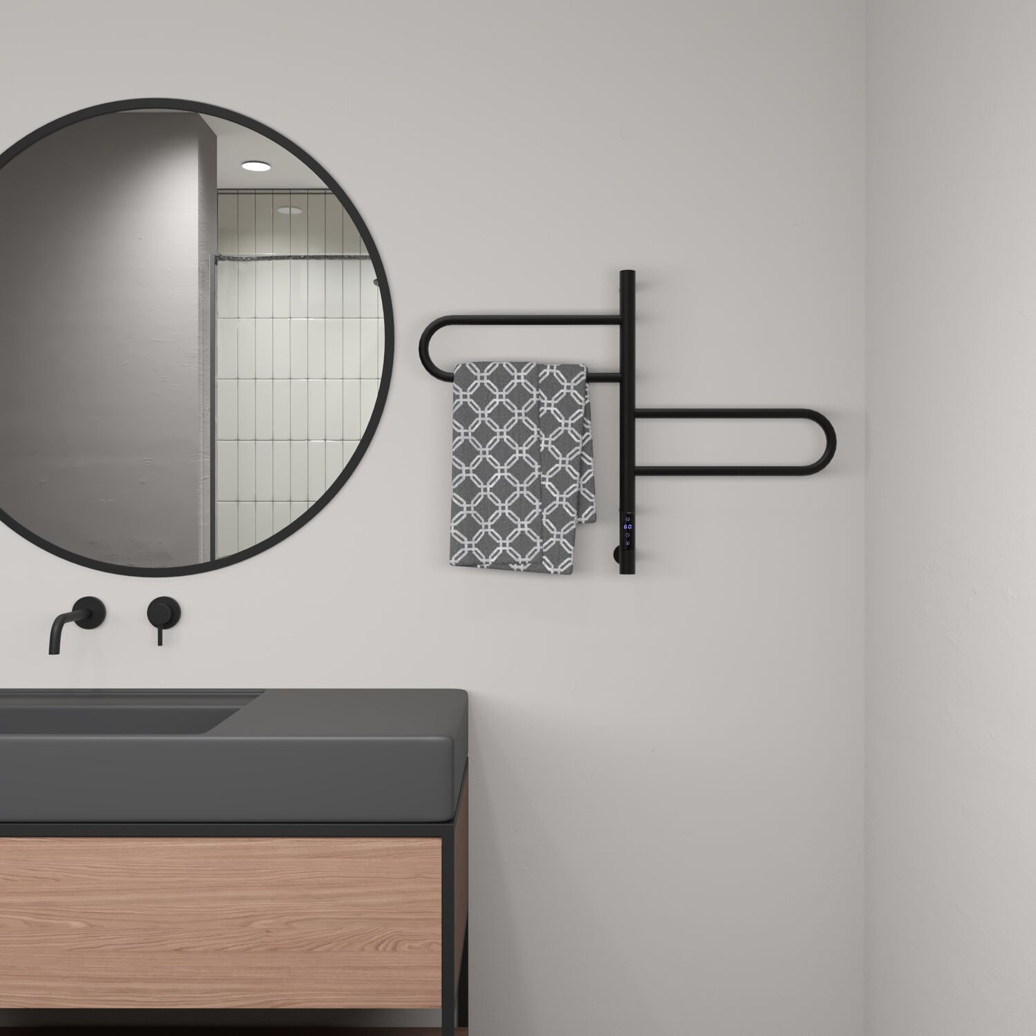 Полотенцесушитель Vincea VTD-1R1CBE 44x60 электрический, цвет черный матовый - фото 1