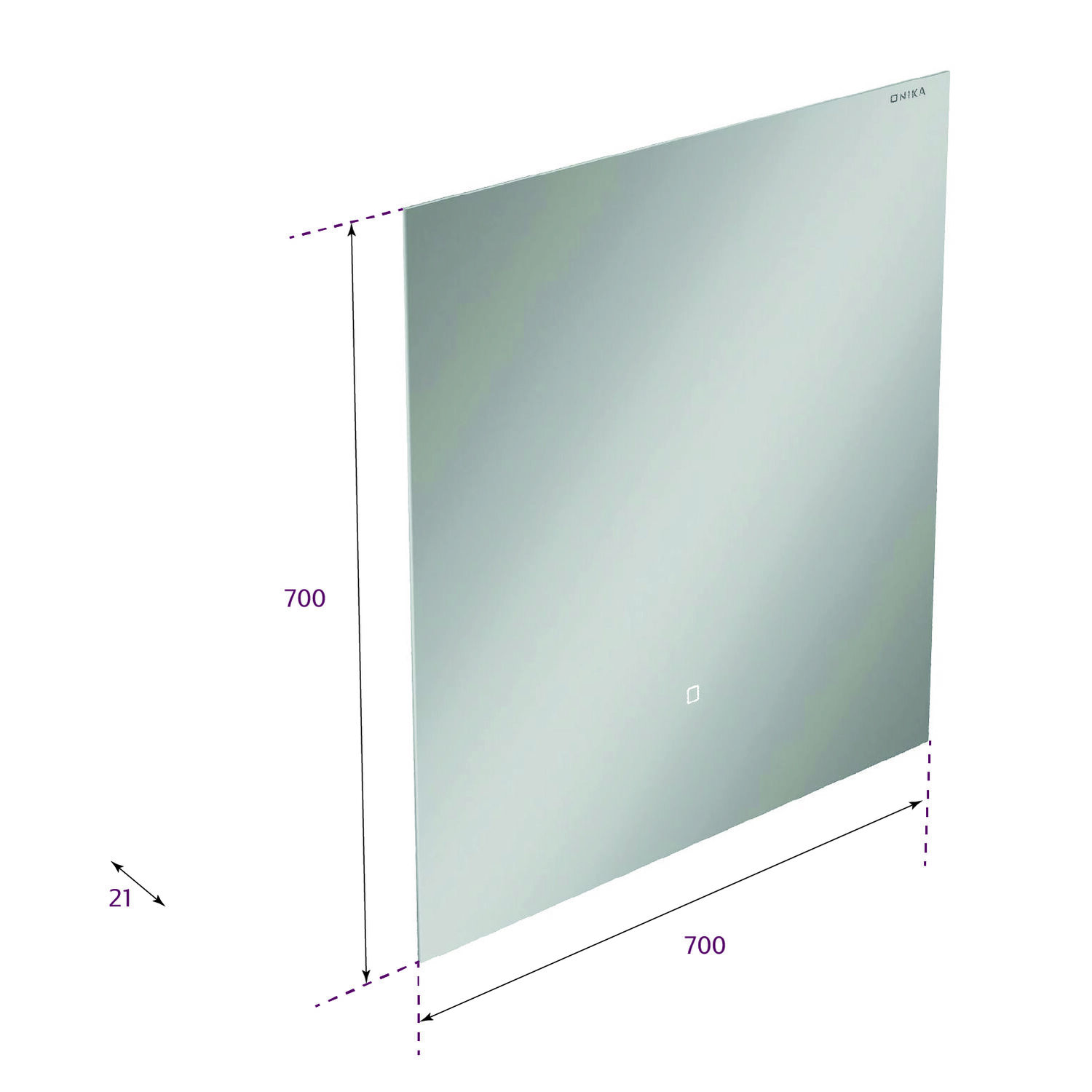 Зеркало Оника Люма 70x70, с подсветкой и диммером - фото 1