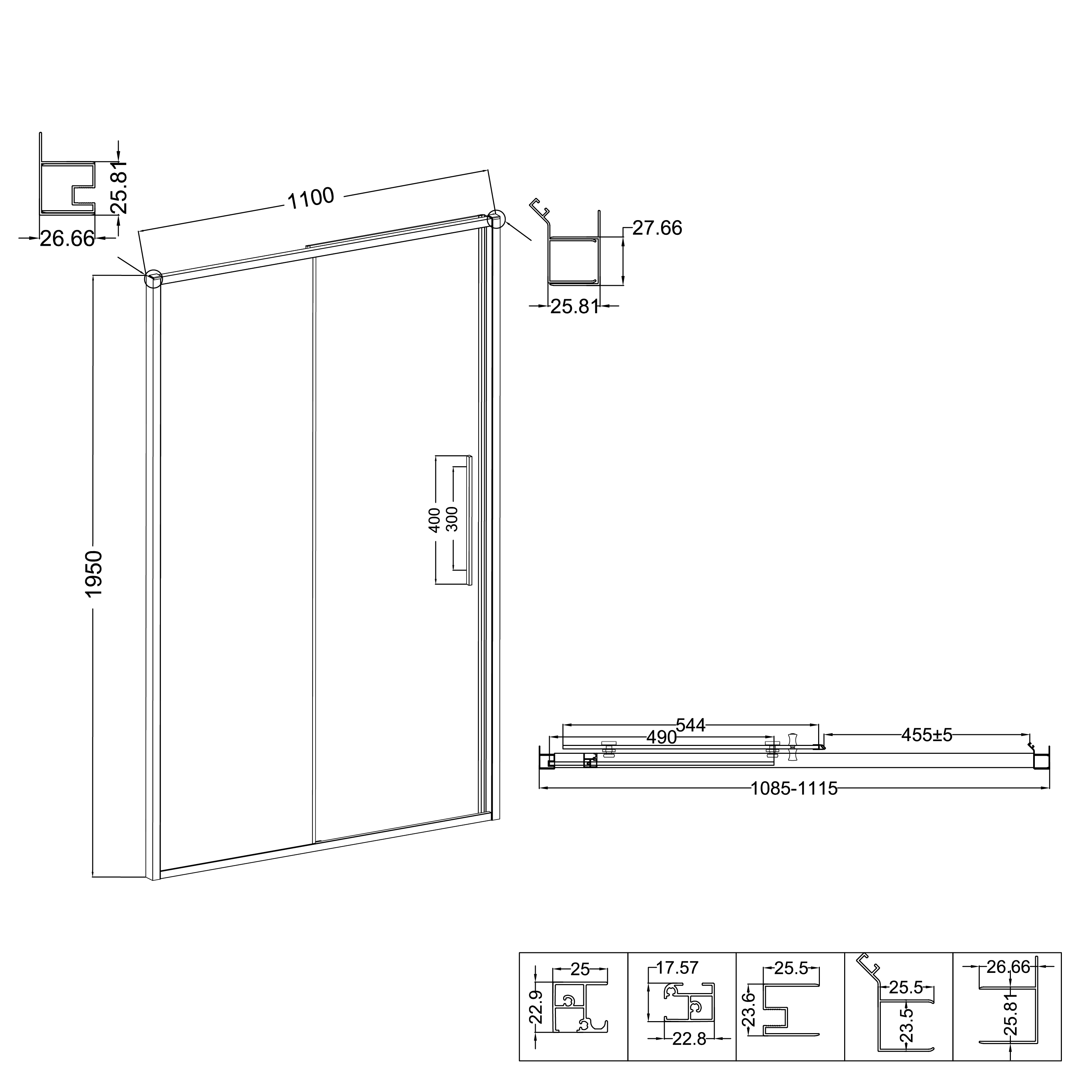 Душевой уголок Niagara Nova NG-84-11AB-A100B-34 110x100, стекло прозрачное, профиль черный матовый