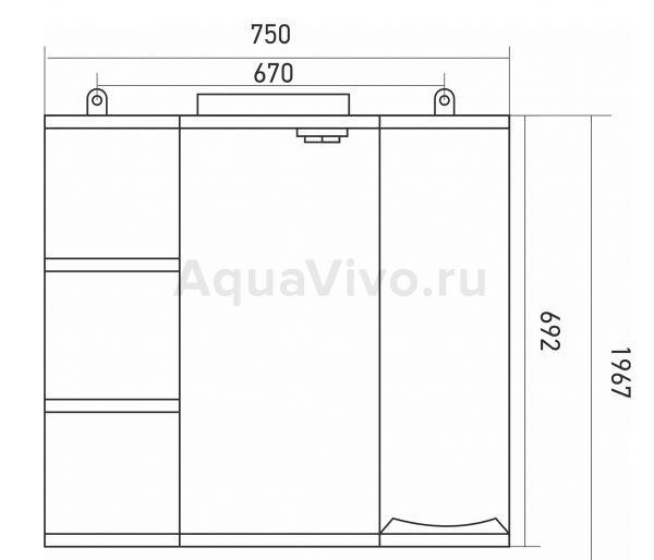 Шкаф-зеркало Mixline Этьен 75x70, с подсветкой, левый, цвет белый - фото 1