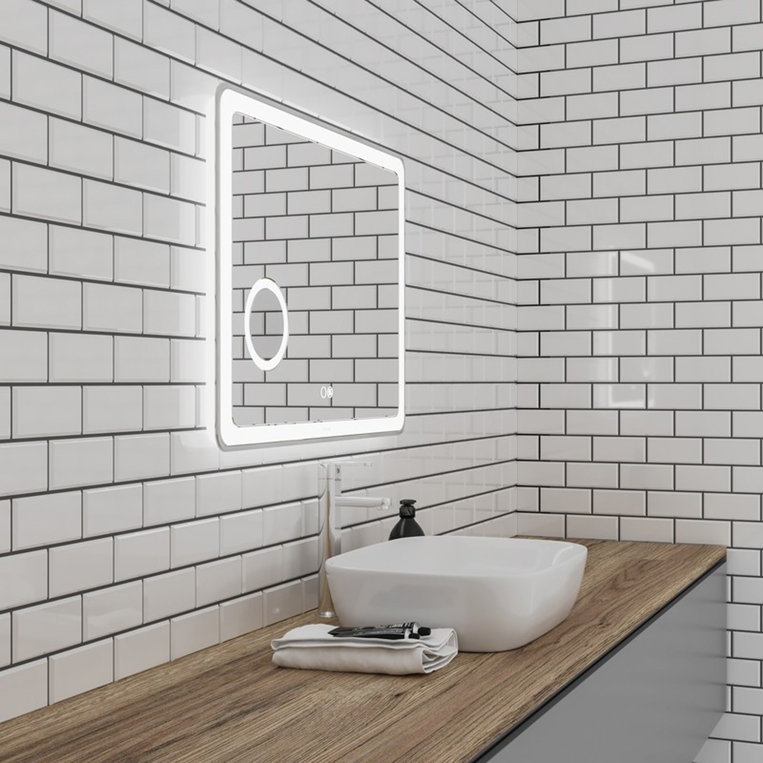 Зеркало Grossman Leo 100x80, с подсветкой, фунцией антизапотевания и увеличением