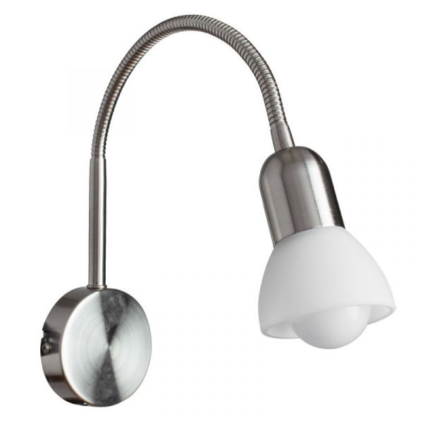 Спот Arte Lamp Falena A3116AP-1SS, арматура серебро, плафон стекло белое, 8х8 см