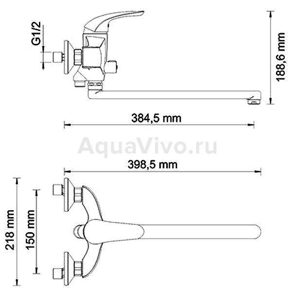 Смеситель WasserKRAFT Rossel 2802L для ванны, цвет хром - фото 1