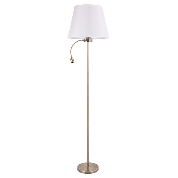 Торшер Arte Lamp Elba A2581PN-2AB, арматура бронза, плафон ткань белая, 38х38 см