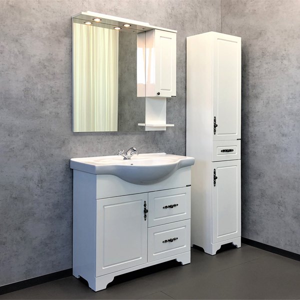 Мебель для ванной Comforty Севилья-85 с раковиной Сенеж 87, цвет слоновая кость