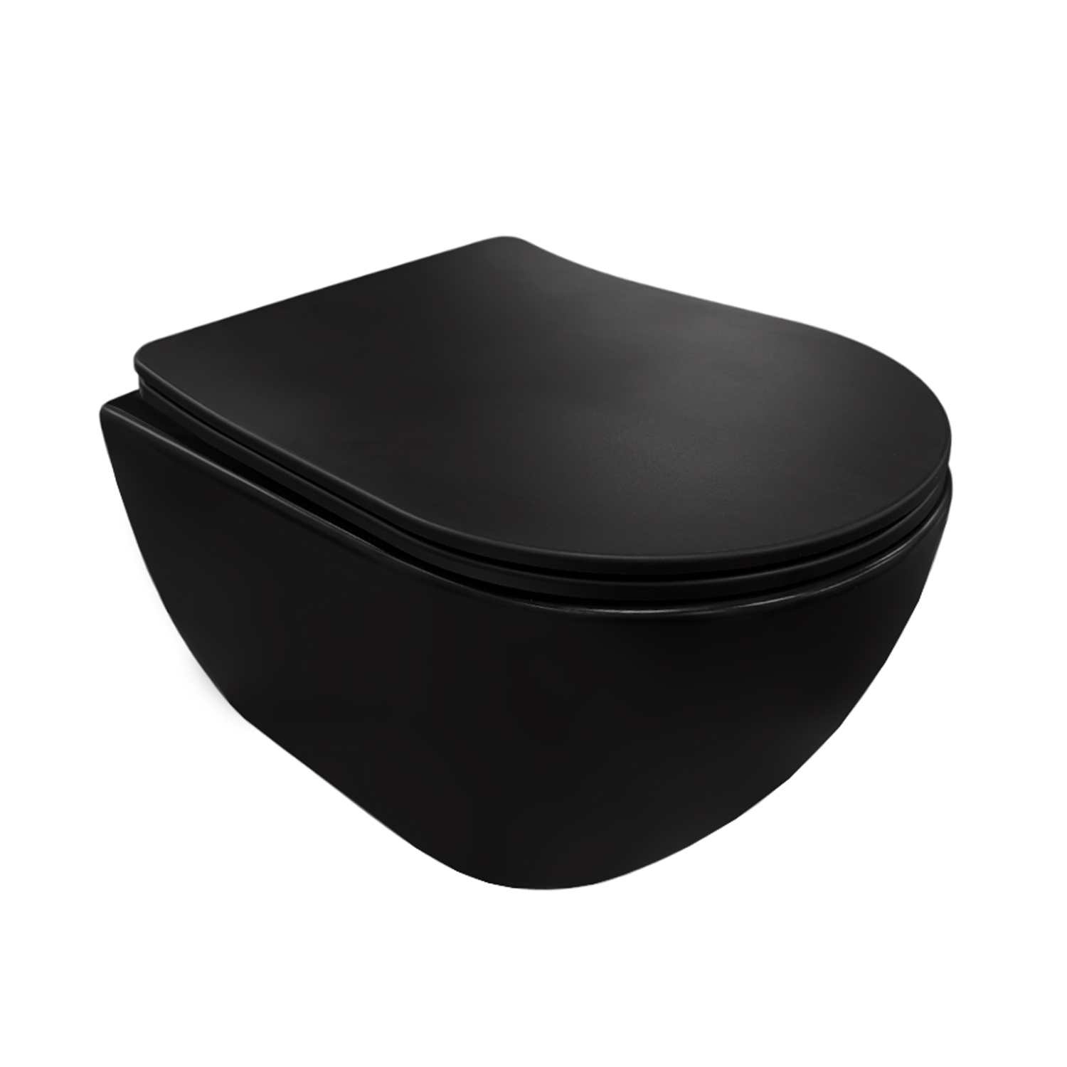 Унитаз Joki Stella XL T JK5751039MB подвесной, безободковый, смыв торнадо, с сиденьем микролифт, цвет черный матовый