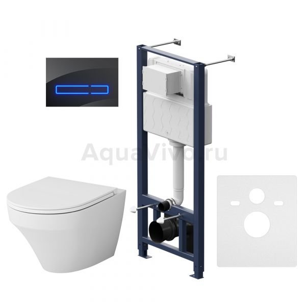 Комплект AM.PM IS450A38.501700 унитаза Inspire FlashClean с сиденьем микролифт и инсталляции c черной кнопкой