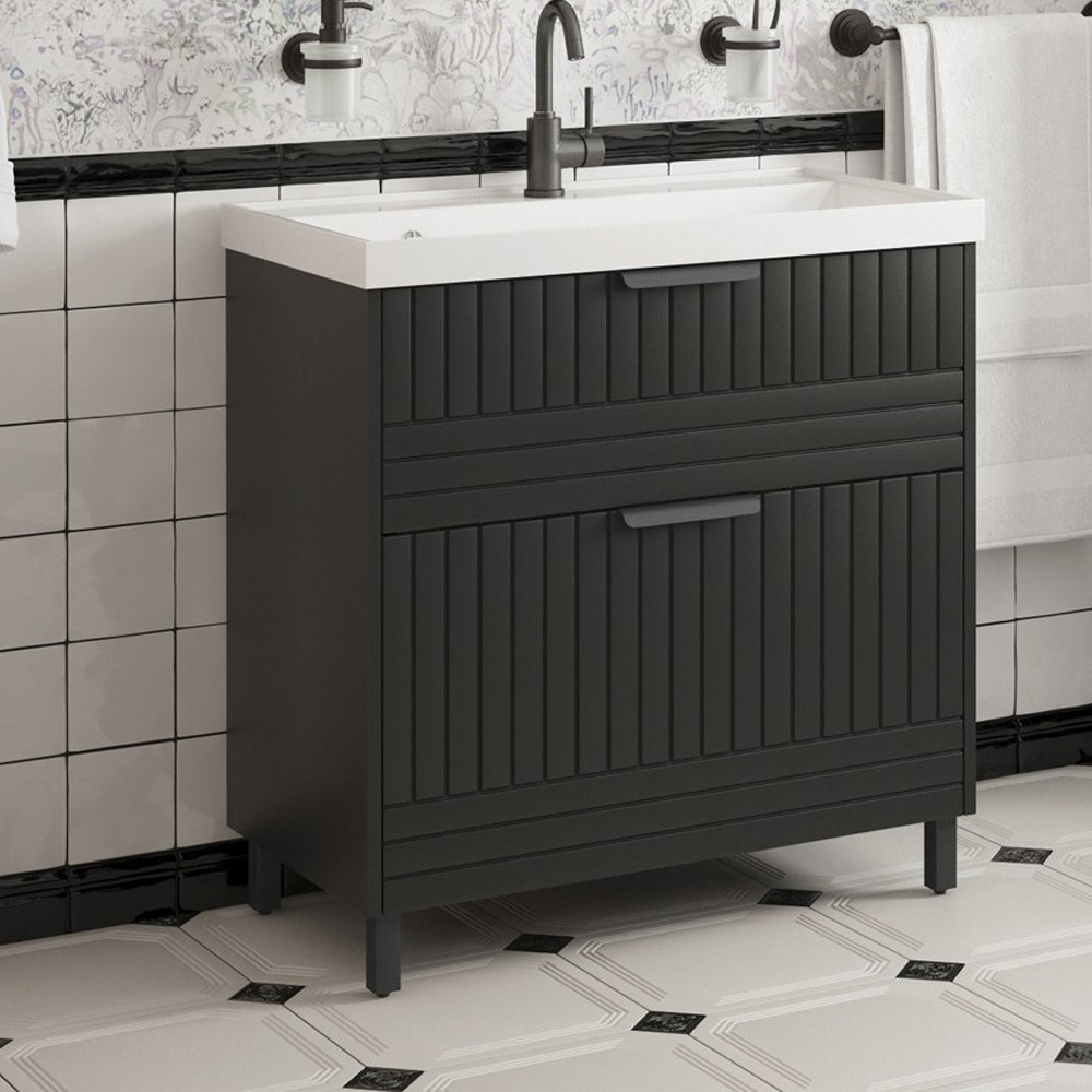 Тумба под раковину Corozo Терра Люкс 80, цвет графит матовый