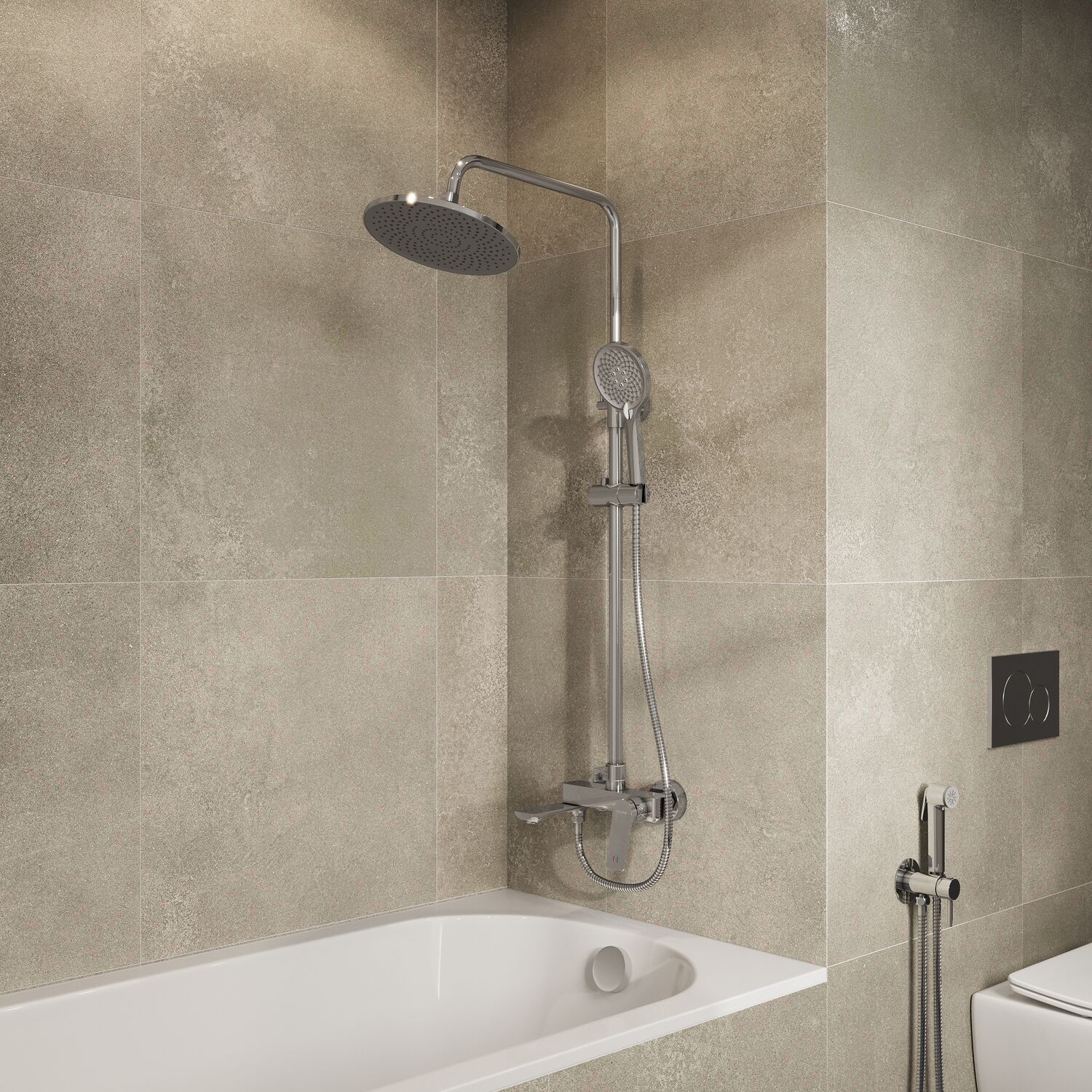 Душевая стойка Grossman Galaxy 500.K35.01.100, с верхним душем, смесителем, цвет хром глянцевый - фото 1