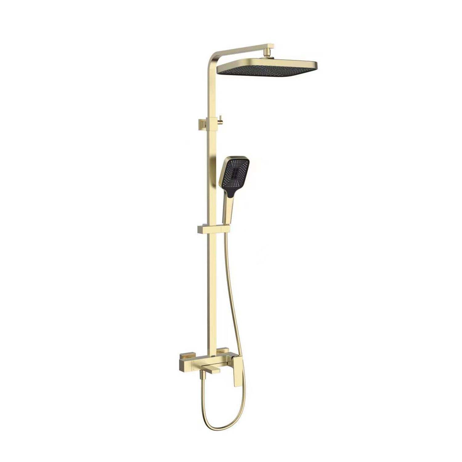 Душевая стойка Vincea Cube VSFS-4C12BG, с верхним душем, смесителем, цвет брашированное золото