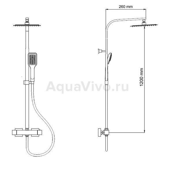 Душевая стойка RGW Shower Panels SP-22 с верхним душем и термостатическим смесителем, цвет хром