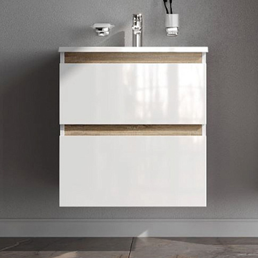 Мебель для ванной AM.PM X-Joy 60 подвесная, цвет белый глянец/дерево - фото 1