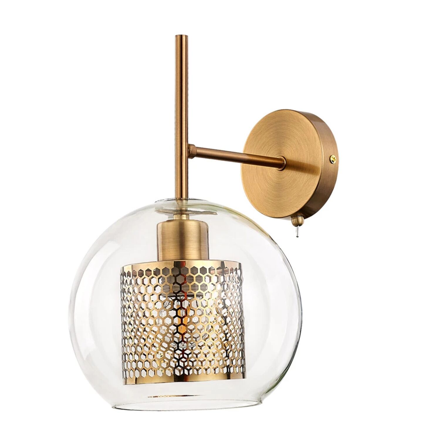 Бра Arte Lamp Manchester A7620AP-1AB, арматура античная бронза, плафон металл / стекло прозрачное