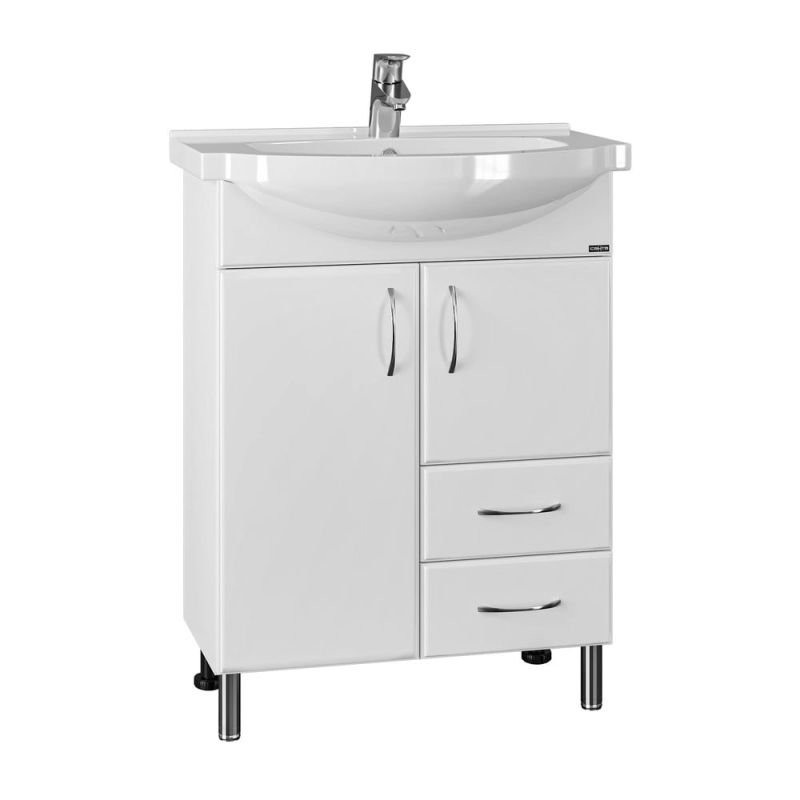 Тумба под раковину Санта Элеганс 65 напольная, с ящиками, цвет белый - фото 1