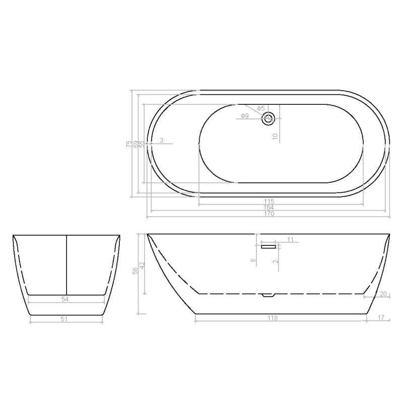 Ванна CeruttiSPA Como CT7386 170x75 акриловая, цвет белый глянец