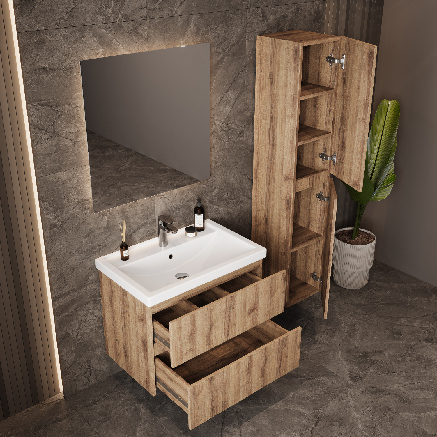 Мебель для ванной Оника Дарон 60, цвет дуб крафт золотой - фото 1