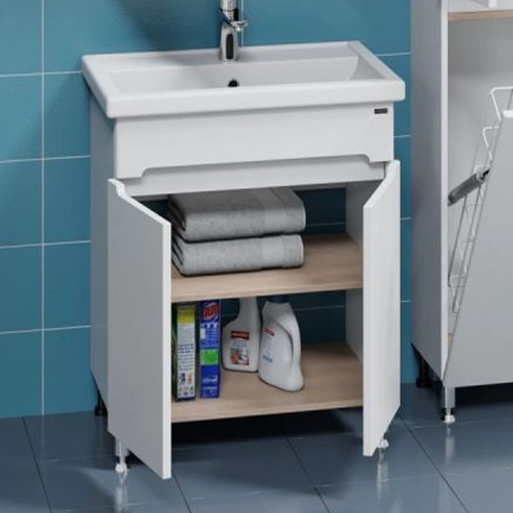 Тумба под раковину Санта Лондон 70 напольная, с дверцами, цвет белый - фото 1