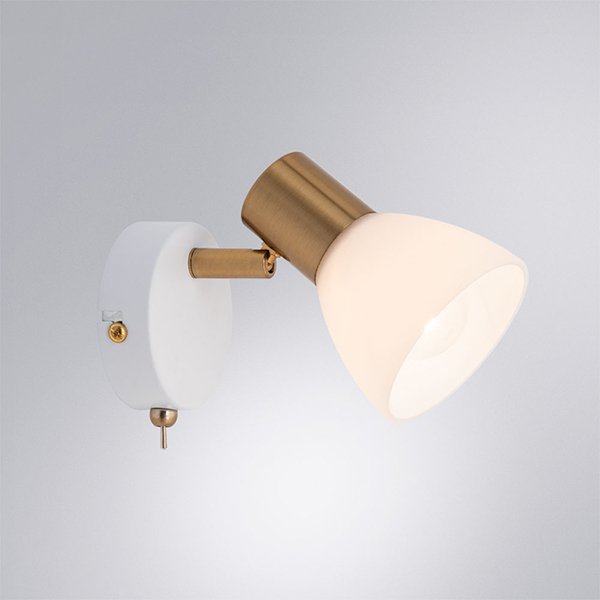 Спот Arte Lamp Falena A3117AP-1WH, арматура белая / бронза, плафон стекло белое, 9х17 см - фото 1